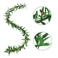 1.85m Olive Green Leaf Artificial Plant Vine Garland Hanging Wedding Arch Decoration Wreath Garden Home Floral Decor - Image 2