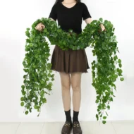 2.1M Artificial Plant Green Ivy Leaf Garland Silk Wall Hanging Vine Home Garden Decoration Wedding Party DIY Fake Wreath Leaves - Image 2