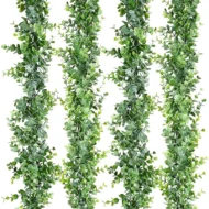 3Pcs 6ft Artificial Eucalyptus Garland Wall Hanging Fake Plant Vines for Wedding Home Room Garden Decoration Plastic Rattan