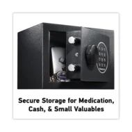 Electronic Security Safe, 0.14 Cu Ft, 9w X 6.6d X 6.6h, Black - Image 2